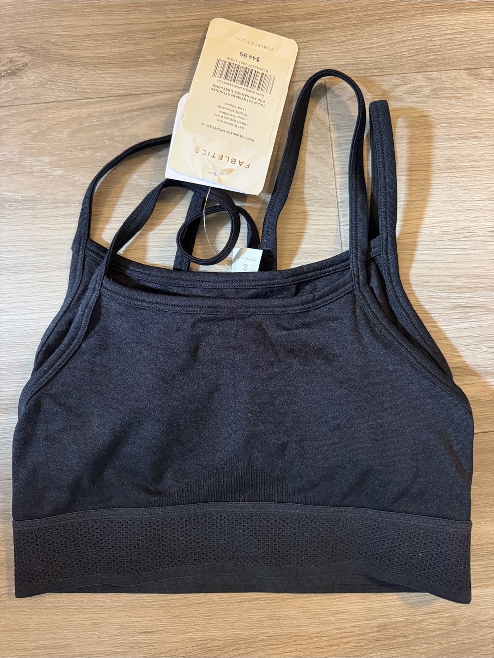 Fabletics Black Poppy Seamless Double-Strap Sports Bra Low impact.
